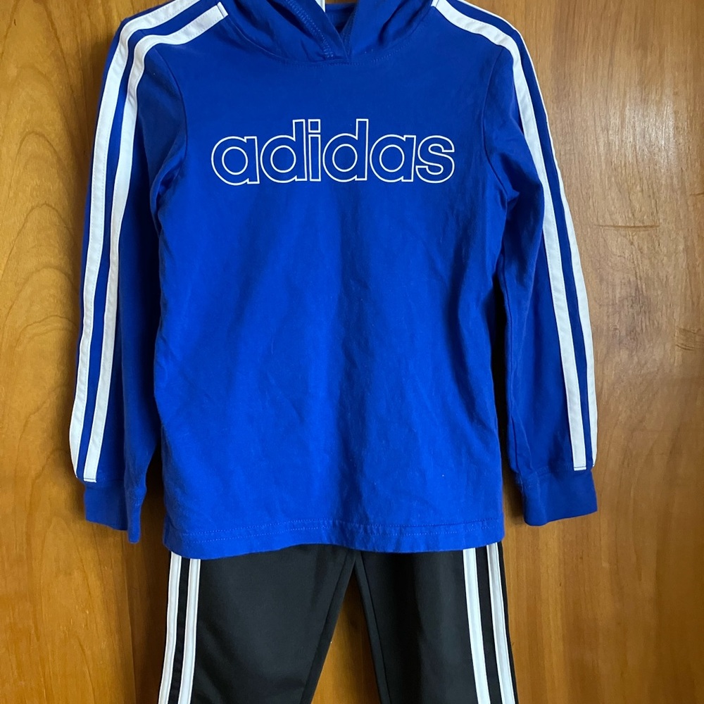 Adidas Kids Royal Blue Hoodie with White Stripes